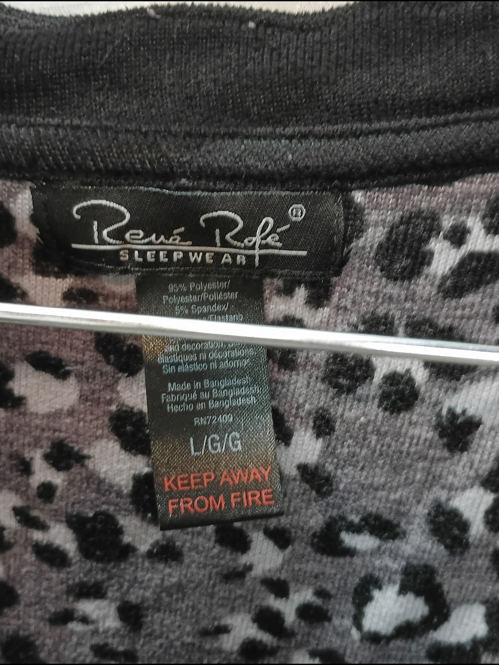 Rene Rofe Black & Gray Leopard Scoop Neck Sleep Top - Picture 2 of 2